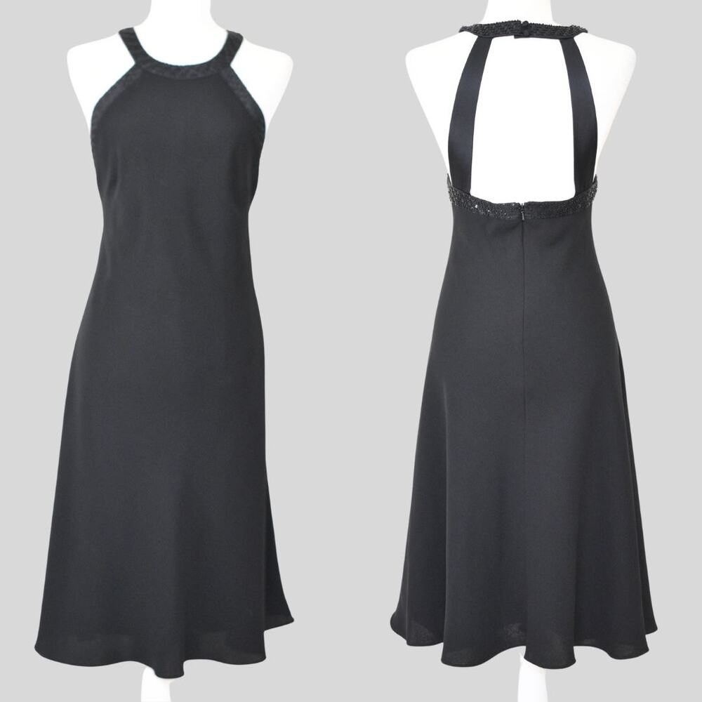 JONES NEW YORK Women's Black Backless Halter Cocktail Dress Size 14